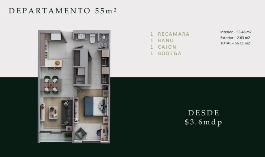 Departamento 55m2 3